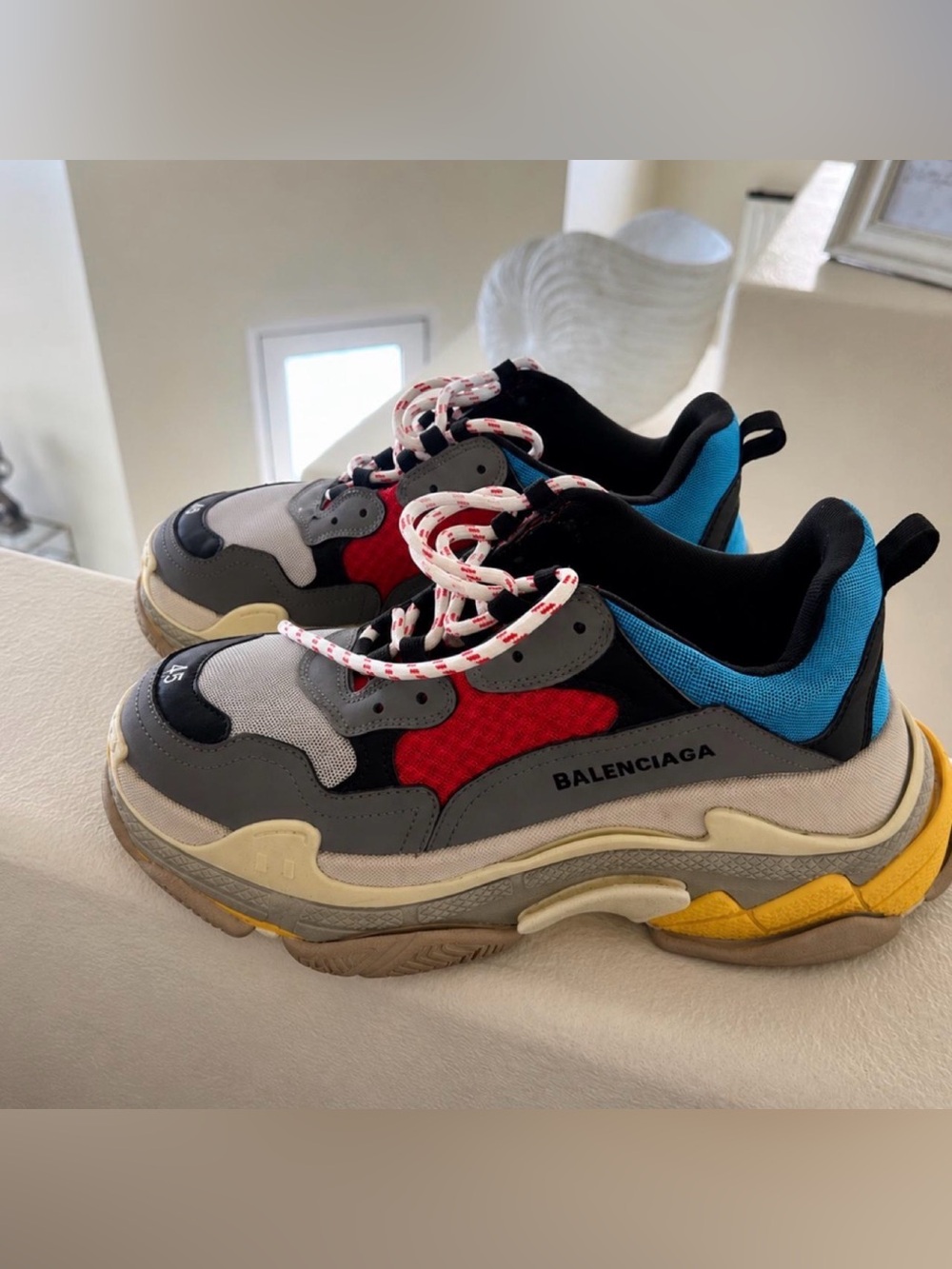 Balenciaga Kids Triple S Style Sneakers in Red, Blue & Gray